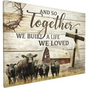 Rustic Cute Cow Wall Art Farmhouse Cow Barn Canvas Kitchen Country Qutes Painting Giclee Matte Prints Home Decor For Bedroom Living Room Bathroom Kitchen 12x16 Inch